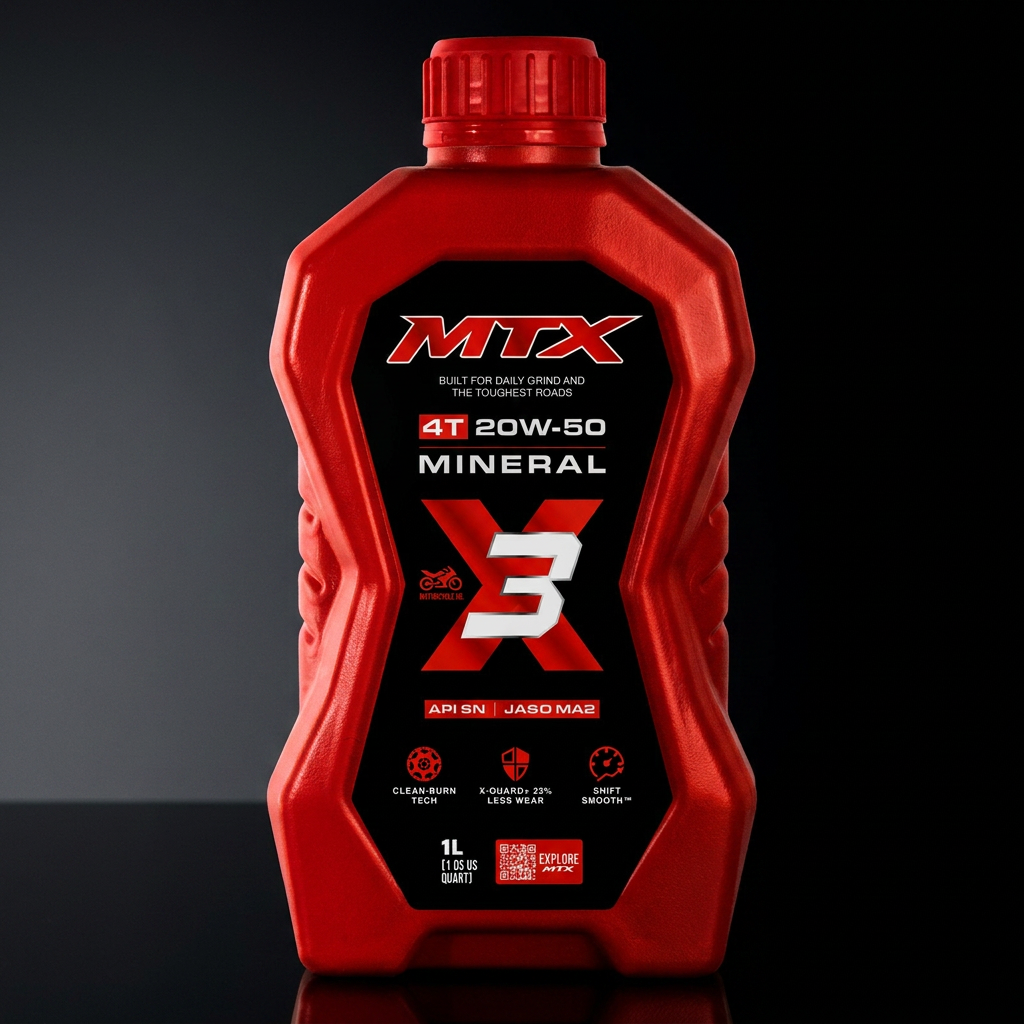 Aceite MTX 20W-50 Mineral 1 litro — Vista hero con iluminación cinematográfica