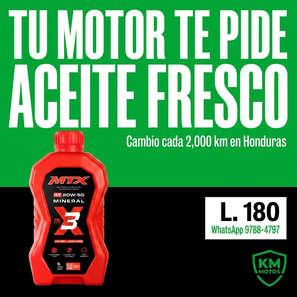 Aceite MTX 20W-50 Mineral L. 180 — Cambio cada 2,000 km en Honduras