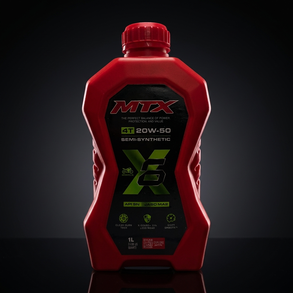 Aceite MTX 20W-50 Semi Sintético — vista hero con iluminación cinematográfica