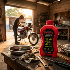 Aceite MTX 20W-50 Semi Sintético en taller de motos en Honduras