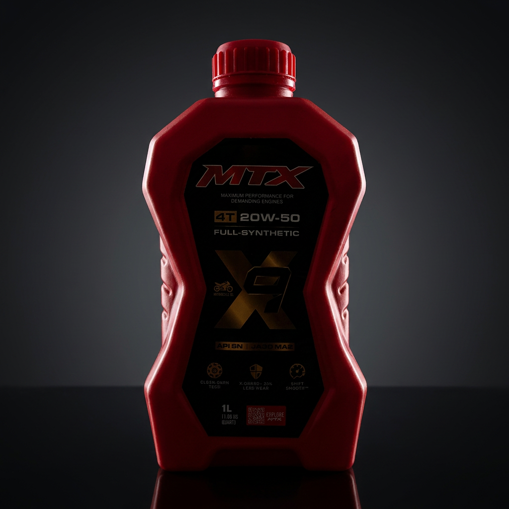 Aceite MTX 20W-50 Full Sintético — hero shot cinematográfico