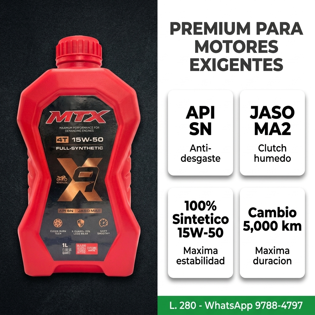 Aceite MTX 15W-50 Full Sintético — premium para motores exigentes