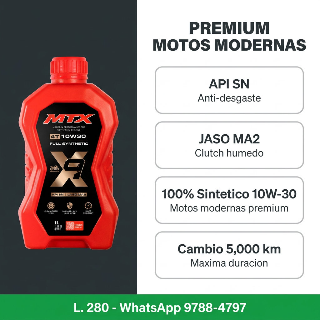 Aceite MTX 10W-30 Full Sintético premium para motos modernas