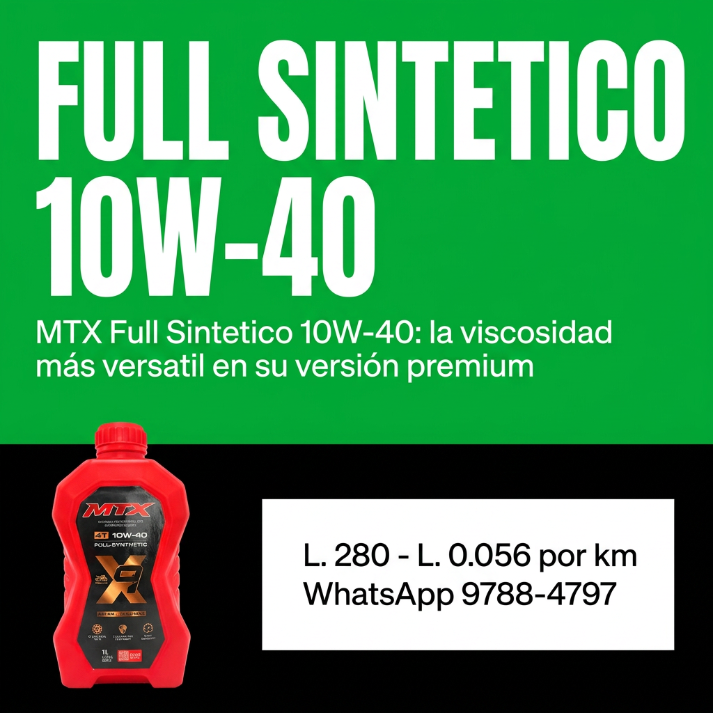 Aceite MTX 10W-40 Full Sintético L. 280 — versatilidad premium